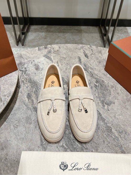 Loro Piana Shoes - Loro Piana Women's Cream Suede Tassel Penny Loafers
